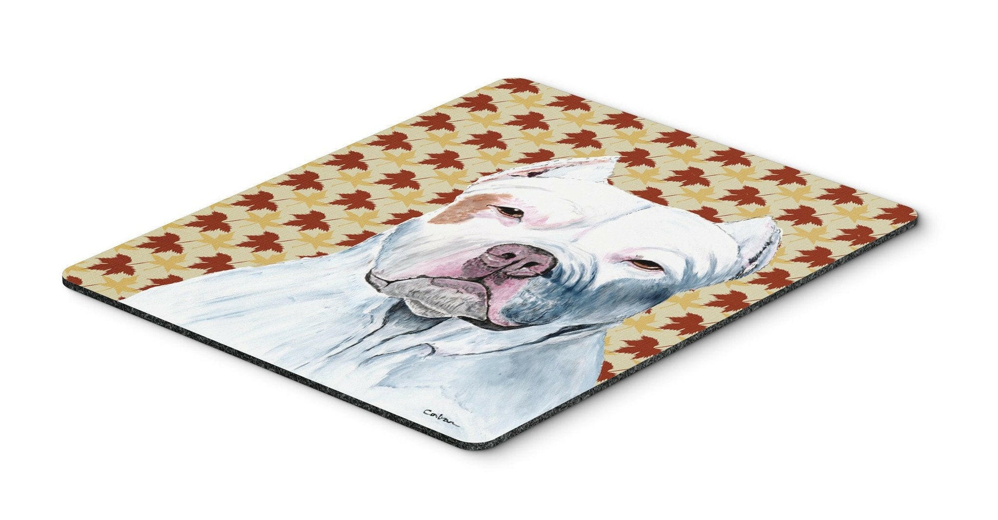 Pit Bull Fall Leaves Portrait Mouse Pad, Hot Pad or Trivet by Caroline's Treasures
