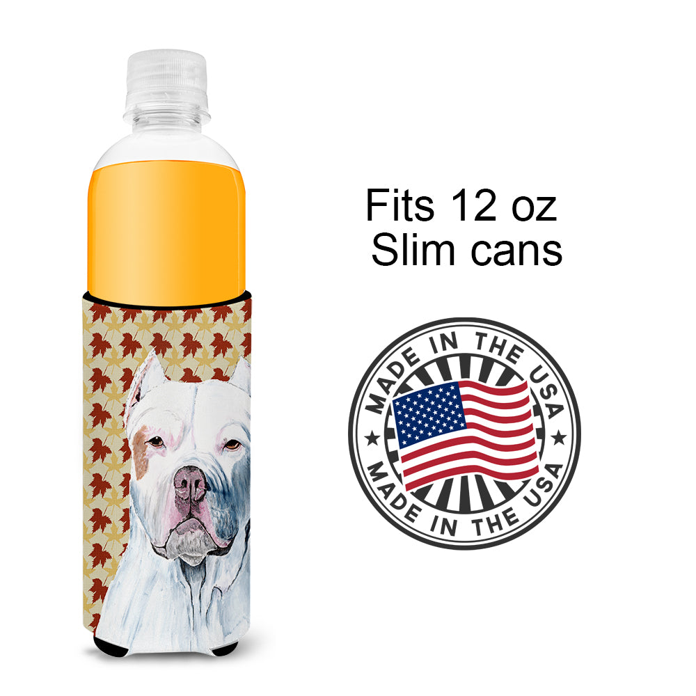 Pit Bull Fall Leaves Portrait Ultra Beverage Insulators for slim cans SC9221MUK.