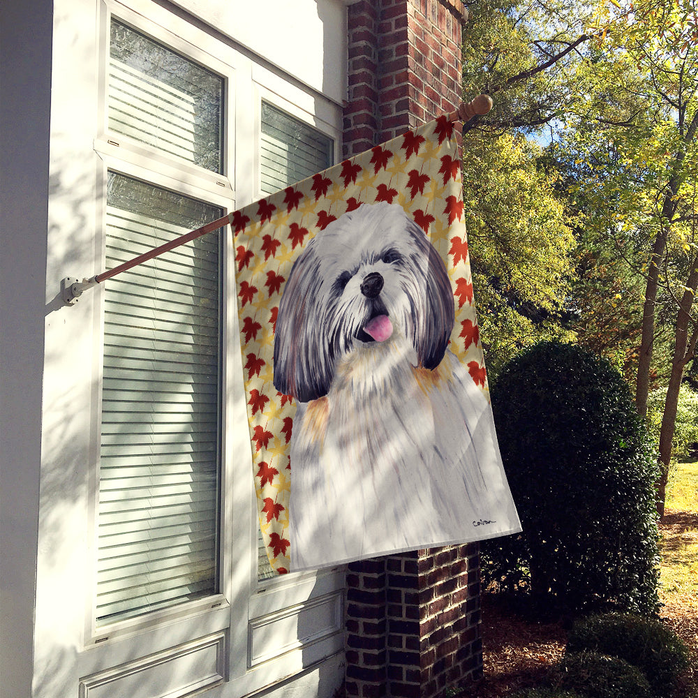 Shih Tzu Fall Leaves Portrait Flag Canvas House Size