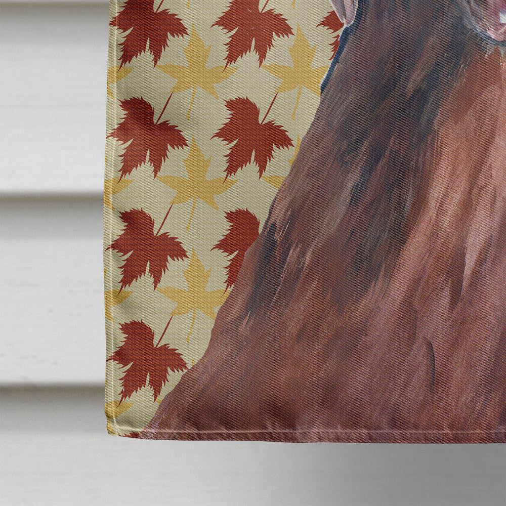 Labrador Chocolate Fall Leaves Portrait Flag Canvas House Size  the-store.com.