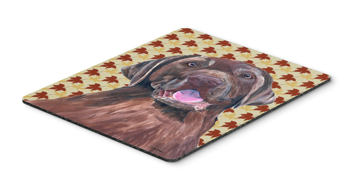 Labrador Chocolate Fall Leaves Portrait Mouse Pad, Hot Pad or Trivet by Caroline&#39;s Treasures