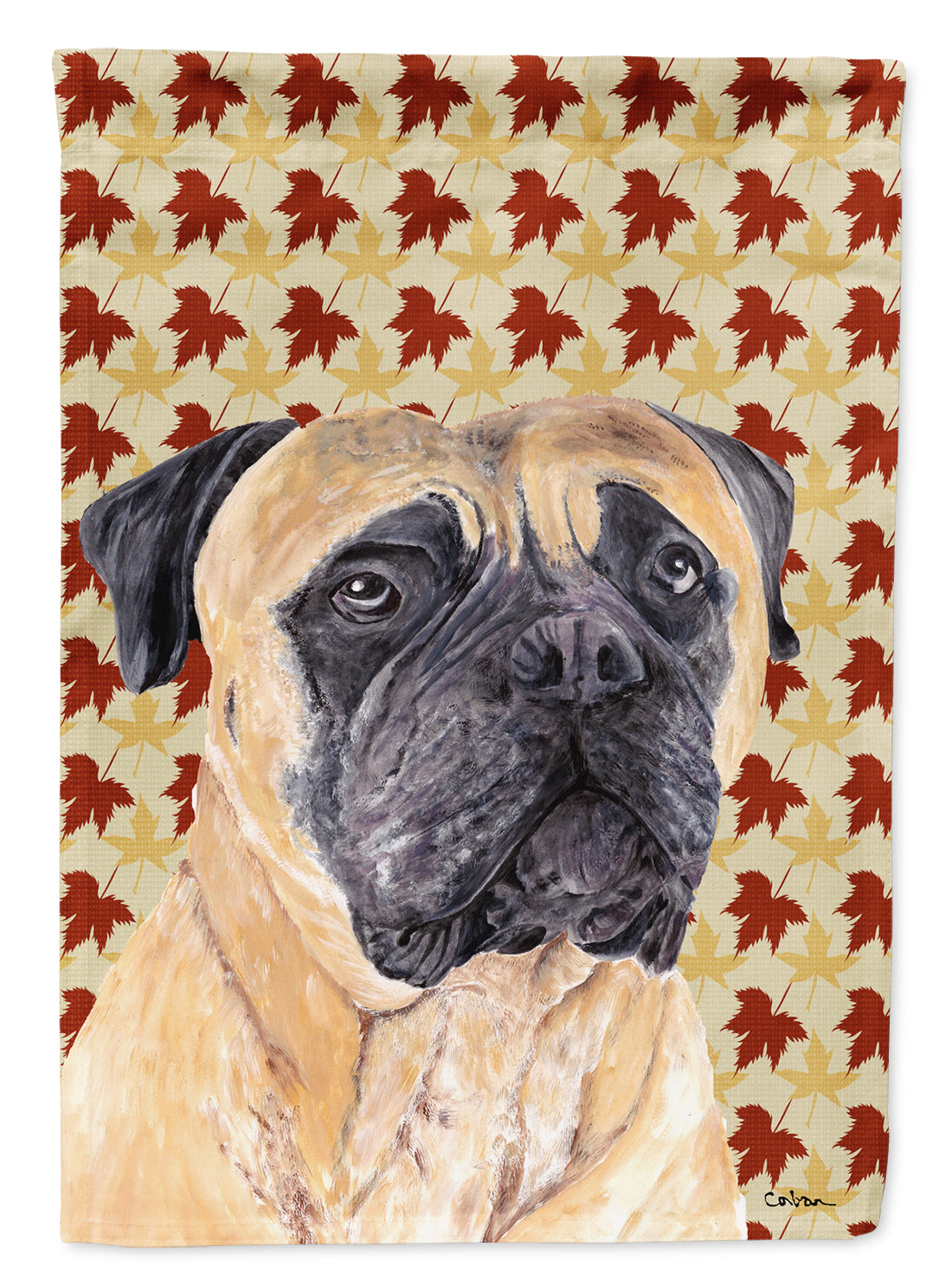 Mastiff Fall Leaves Portrait Flag Canvas House Size  the-store.com.