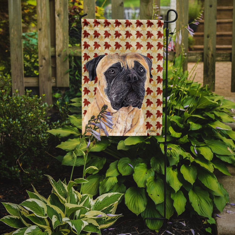 Mastiff Fall Leaves Portrait Flag Garden Size.