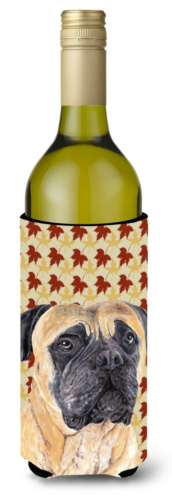 Mastiff Fall Leaves Portrait Wine Bottle Beverage Insulator Beverage Insulator Hugger by Caroline&#39;s Treasures