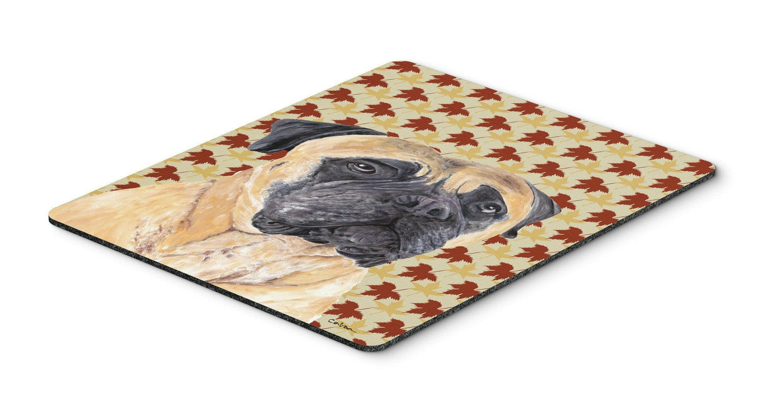 Mastiff Fall Leaves Portrait Mouse Pad, Hot Pad or Trivet by Caroline's Treasures