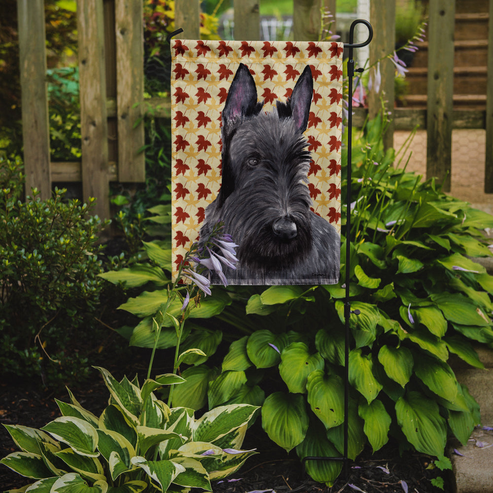 Scottish Terrier Fall Leaves Portrait Flag Garden Size.