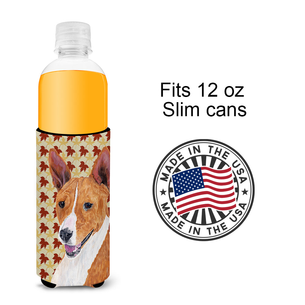 Basenji Fall Leaves Portrait Ultra Beverage Insulators for slim cans SC9227MUK.