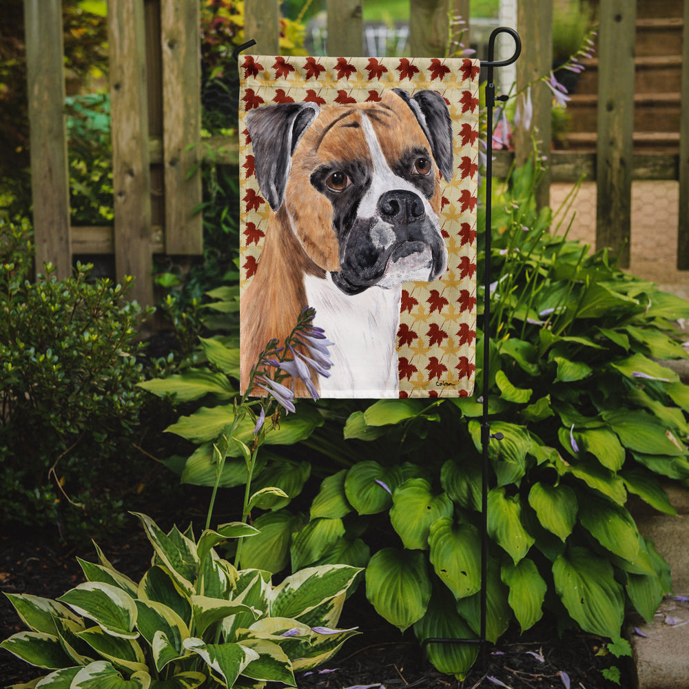 Boxer Fall Leaves Portrait Flag Garden Size