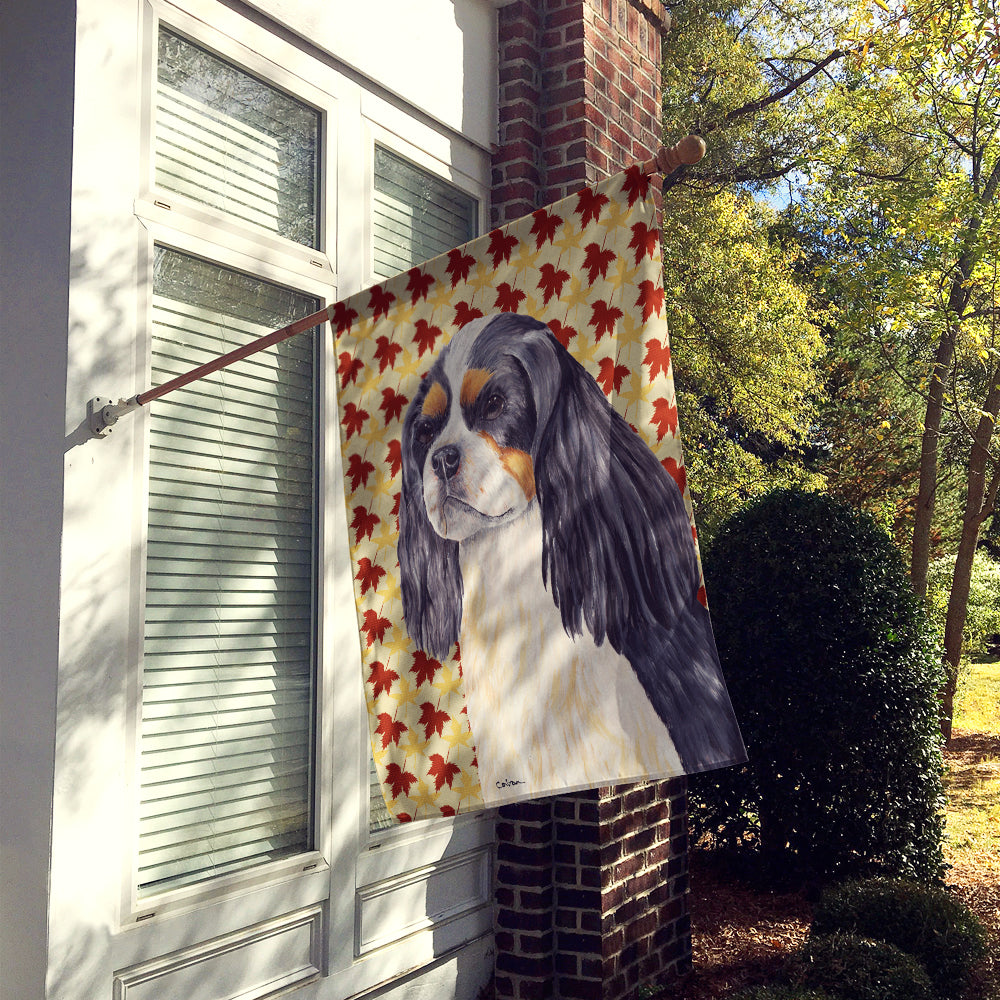 Cavalier Spaniel Fall Leaves Portrait Flag Canvas House Size  the-store.com.