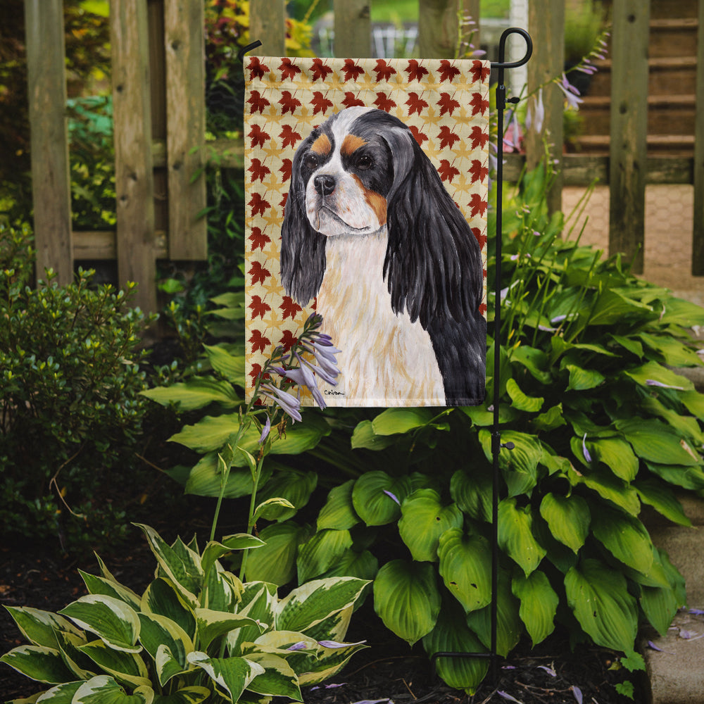 Cavalier Spaniel Fall Leaves Portrait Flag Garden Size.