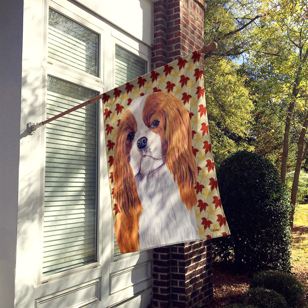 Cavalier Spaniel Fall Leaves Portrait Flag Canvas House Size