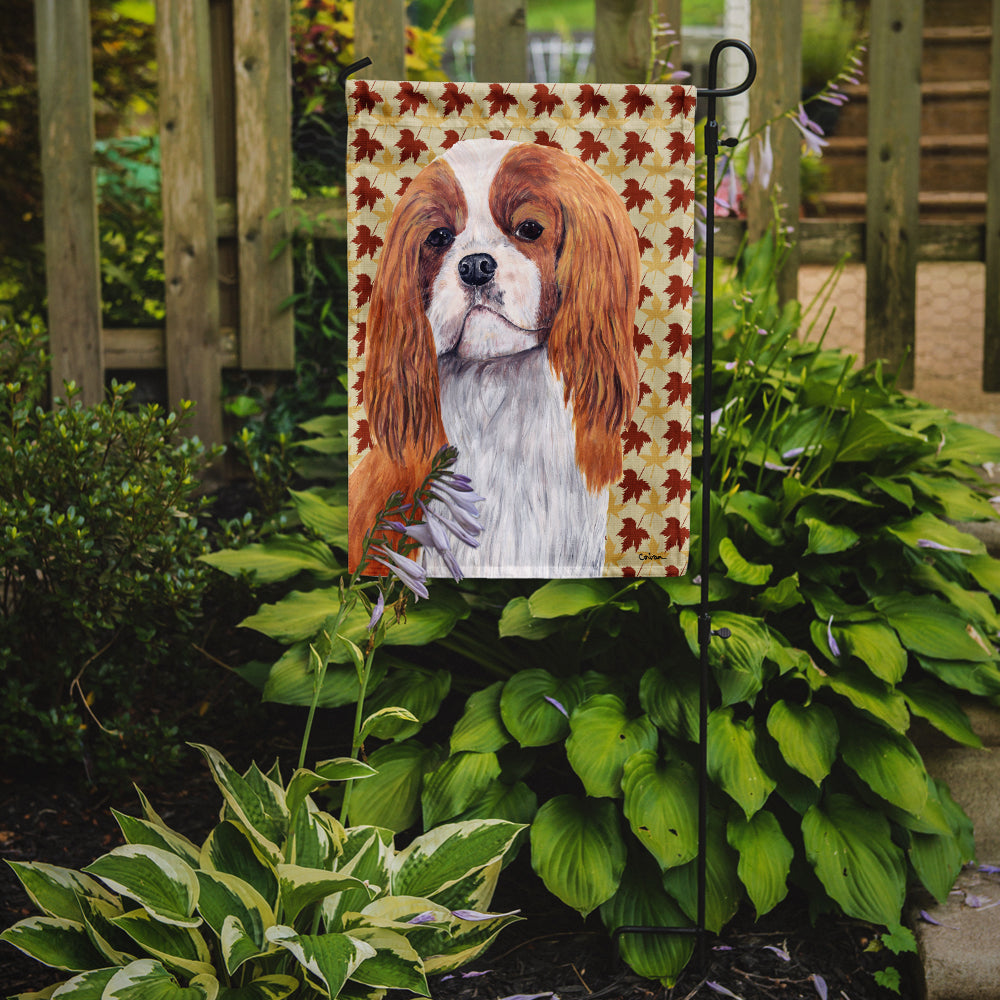 Cavalier Spaniel Fall Leaves Portrait Flag Garden Size.