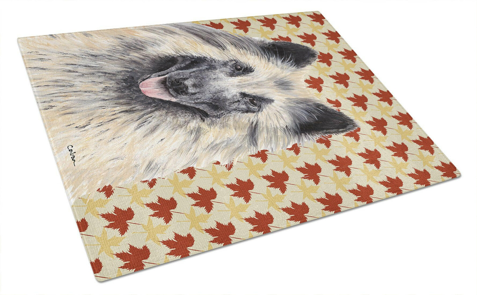 Caroline's Treasures Belgian Tervuren Fall Leaves Portrait Glass Cutting Boards – Durable, Decorative Kitchen Art Large