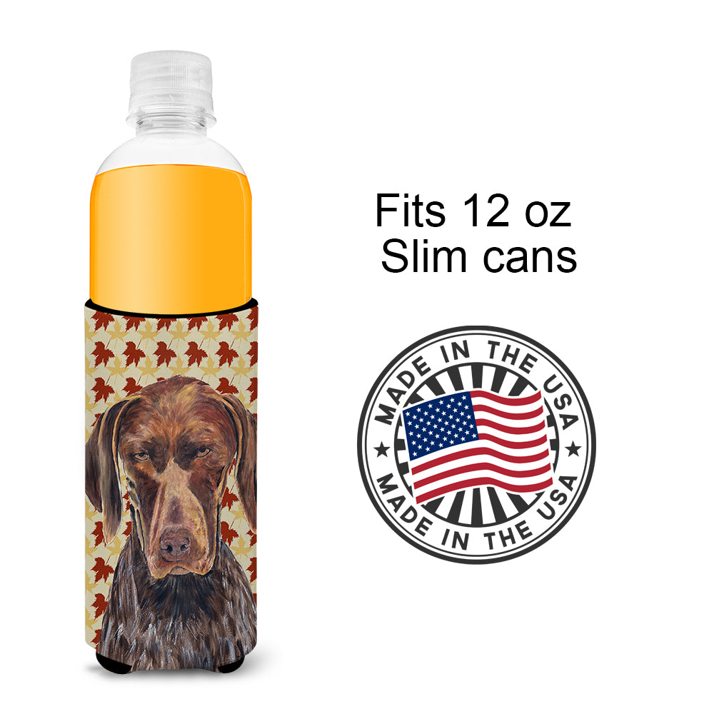 German Shorthaired Pointer Fall Leaves Portrait Ultra Beverage Insulators for slim cans SC9235MUK