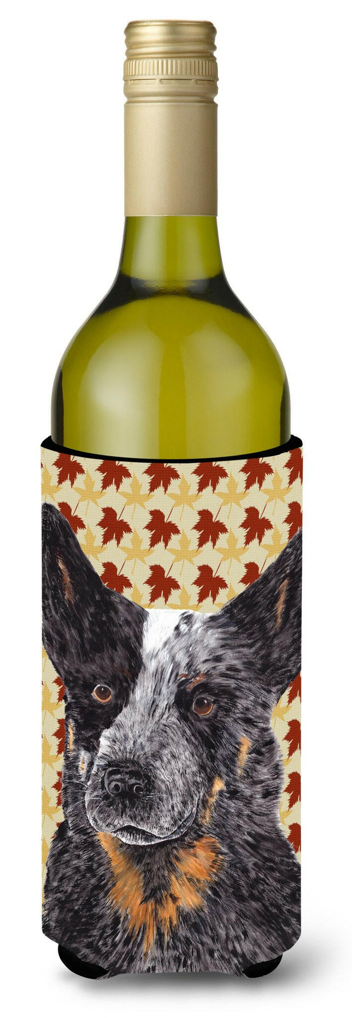 Australian Cattle Dog Fall Leaves  Wine Bottle Beverage Insulator Beverage Insulator Hugger by Caroline&#39;s Treasures