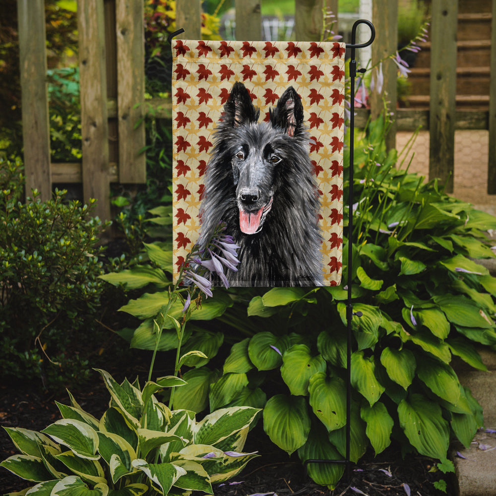 Belgian Sheepdog Fall Leaves Portrait Flag Garden Size