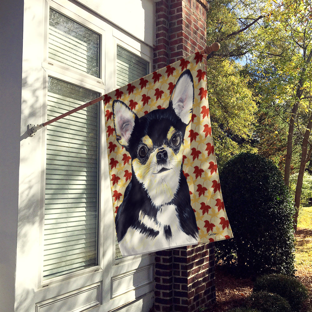 Chihuahua Fall Leaves Portrait Flag Canvas House Size  the-store.com.
