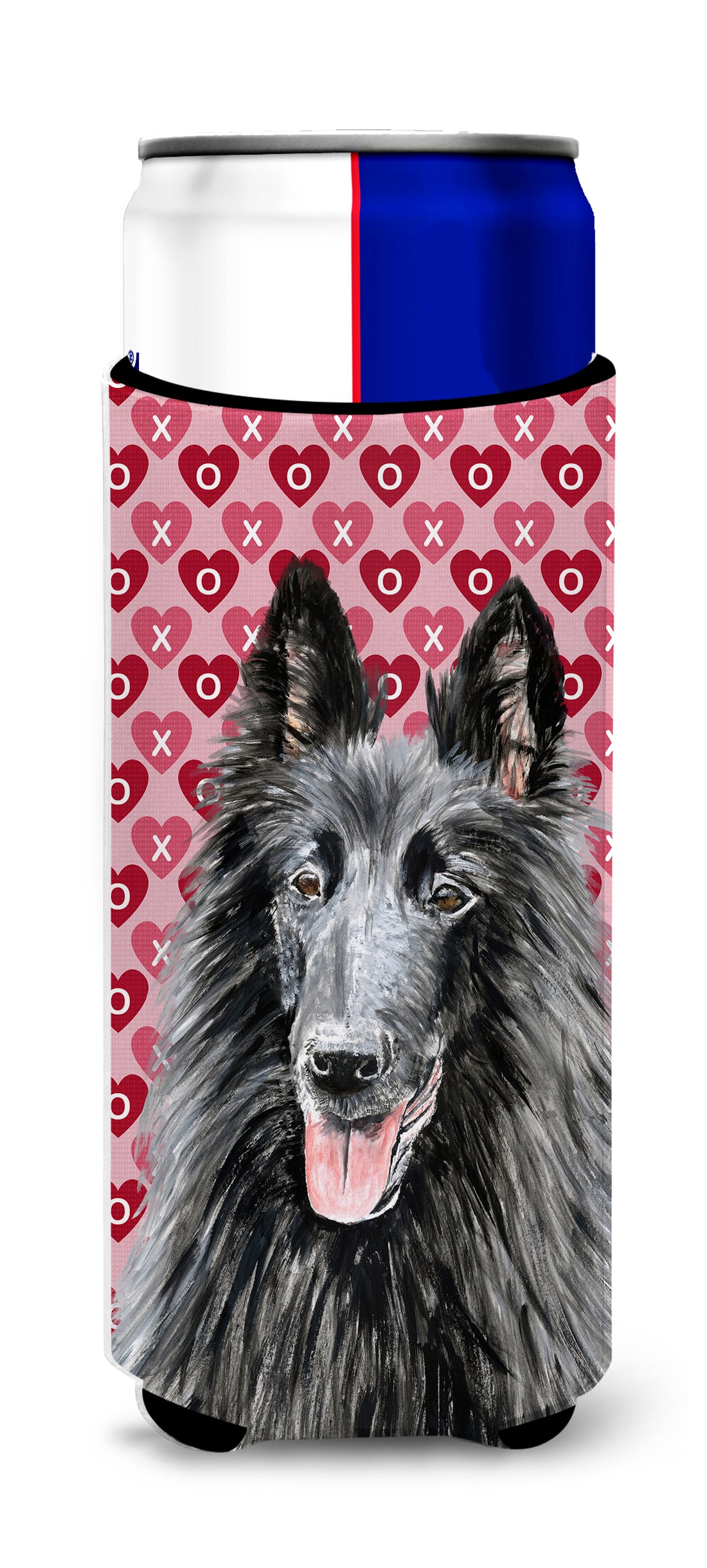 Belgian Sheepdog Hearts Love and Valentine's Day Portrait Ultra Beverage Insulators for slim cans SC9241MUK.