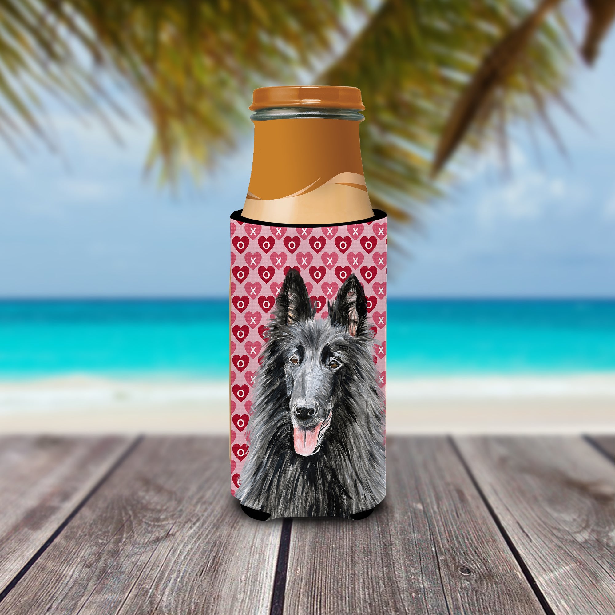 Belgian Sheepdog Hearts Love and Valentine's Day Portrait Ultra Beverage Insulators for slim cans SC9241MUK