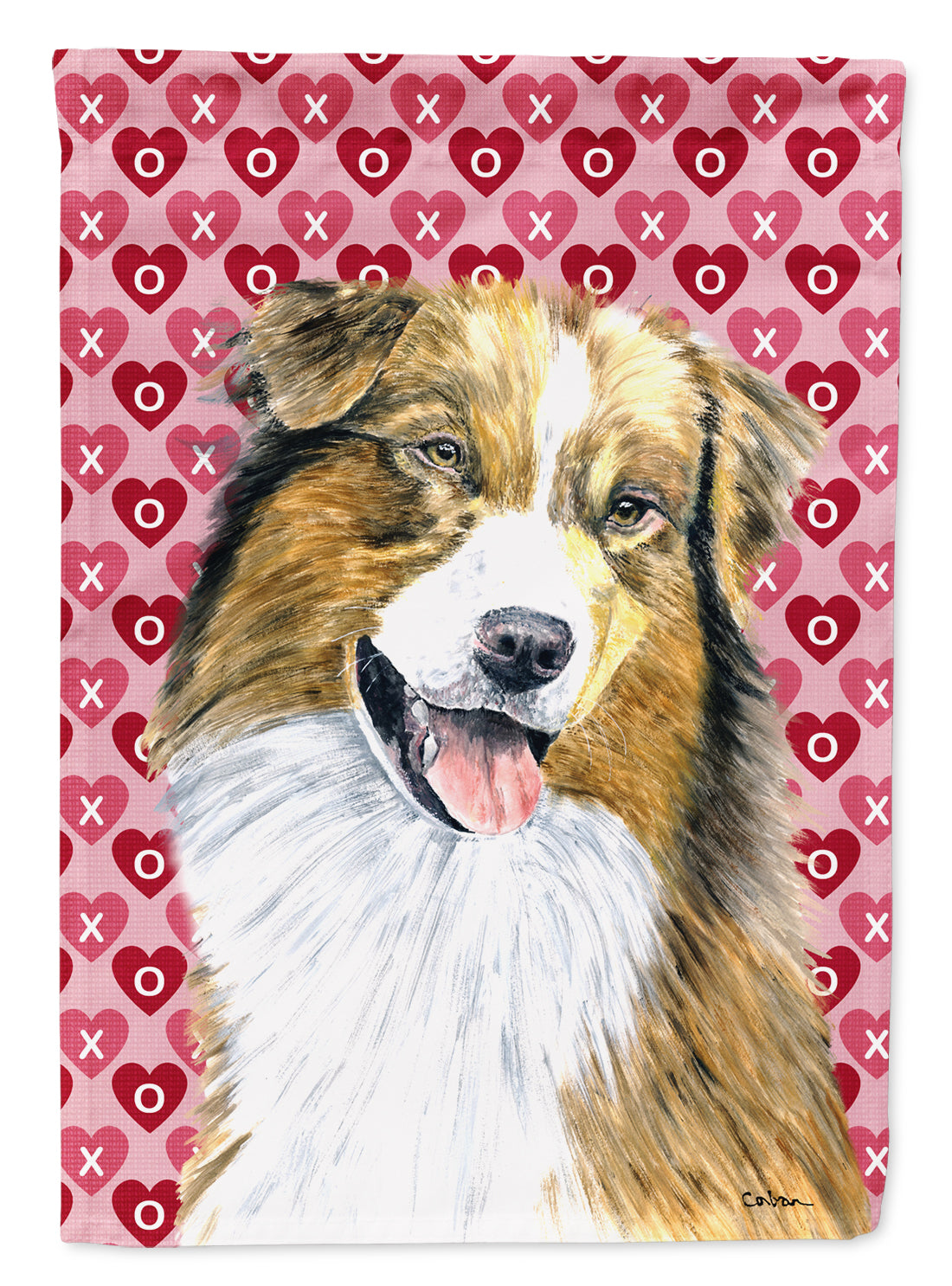 Australian Shepherd Hearts Love and Valentine&#39;s Day  Flag Canvas House Size