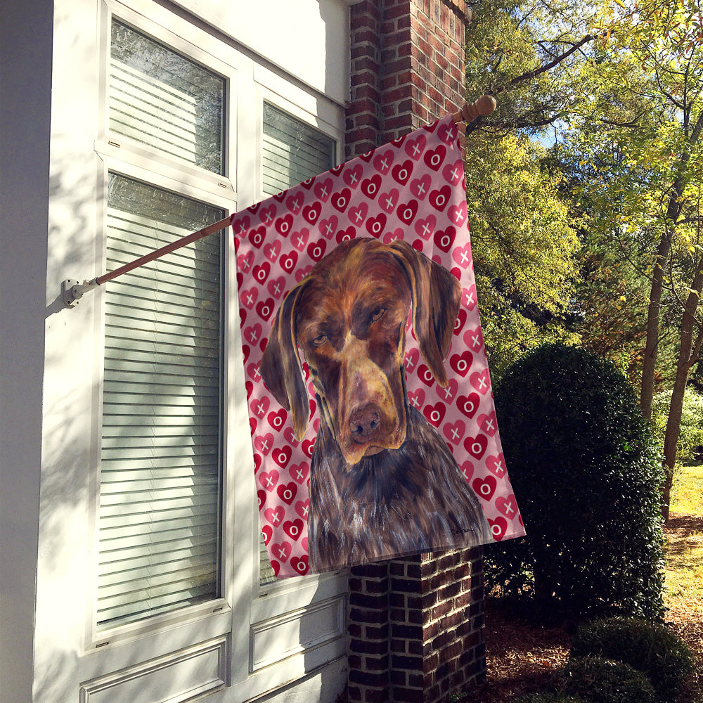 German Shorthaired Pointer Hearts Love  Valentine's Day  Flag Canvas House Size  the-store.com.