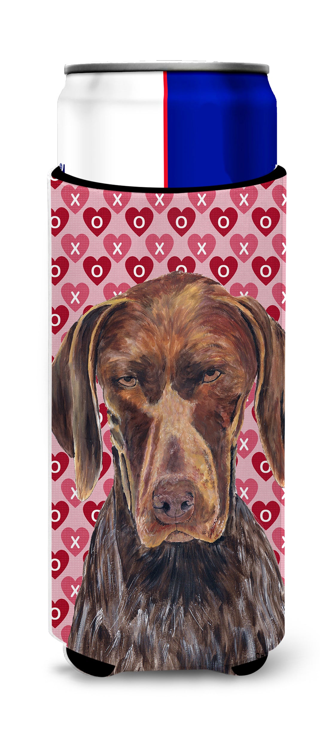 German Shorthaired Pointer Hearts Love and Valentine's Day Ultra Beverage Insulators for slim cans SC9244MUK.