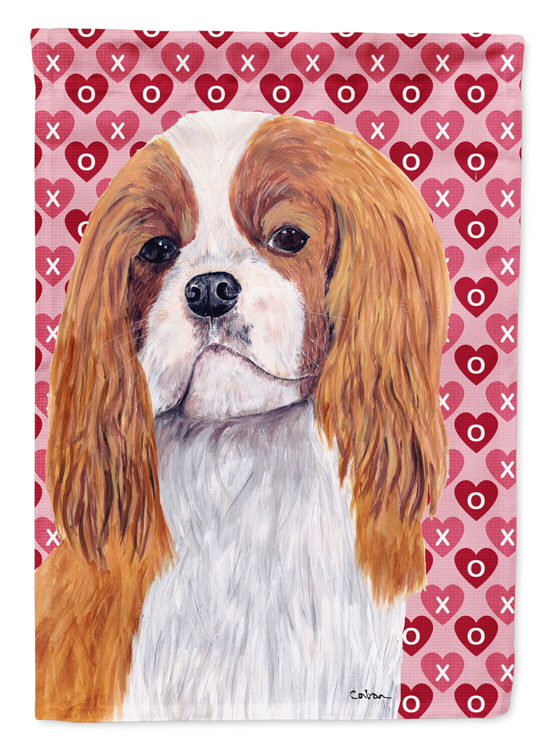 Cavalier Spaniel Hearts Love and Valentine&#39;s Day  Flag Canvas House Size