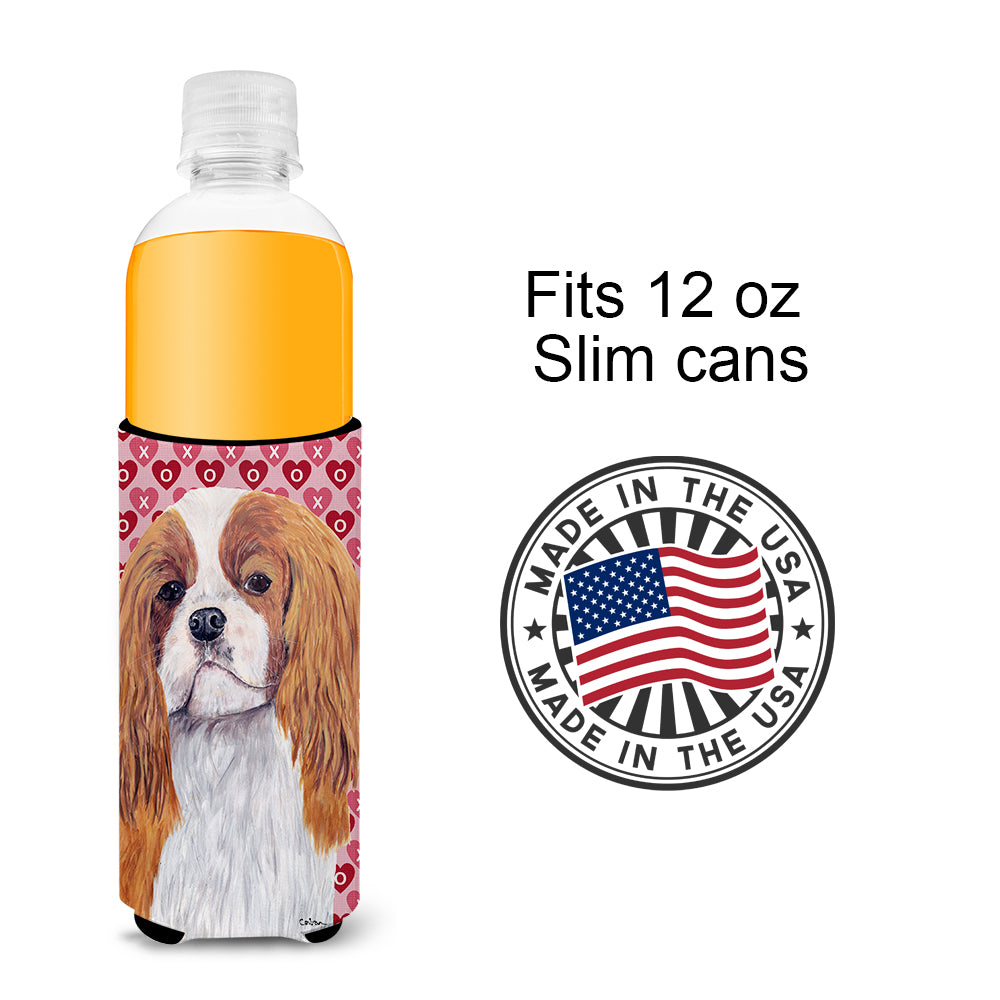 Cavalier Spaniel Hearts Love and Valentine's Day Portrait Ultra Beverage Insulators for slim cans SC9245MUK