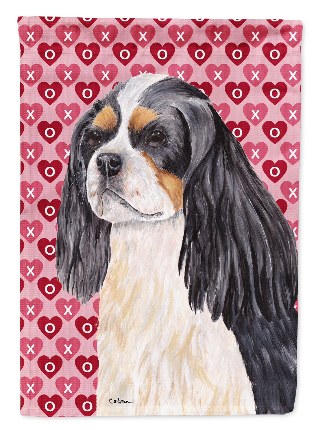 Cavalier Spaniel Hearts Love and Valentine's Day  Flag Canvas House Size