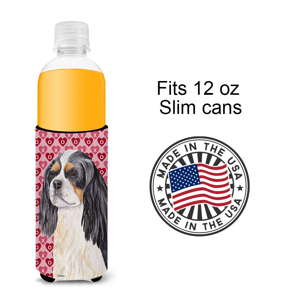 Cavalier Spaniel Hearts Love and Valentine's Day Portrait Ultra Beverage Insulators for slim cans SC9248MUK.