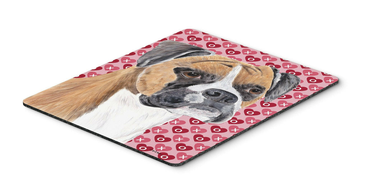 Boxer Hearts Love and Valentine&#39;s Day Portrait Mouse Pad, Hot Pad or Trivet by Caroline&#39;s Treasures