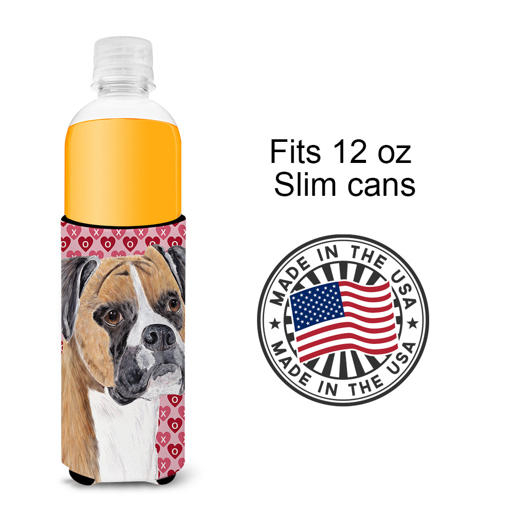 Boxer Hearts Love and Valentine's Day Portrait Ultra Beverage Insulators for slim cans SC9249MUK.