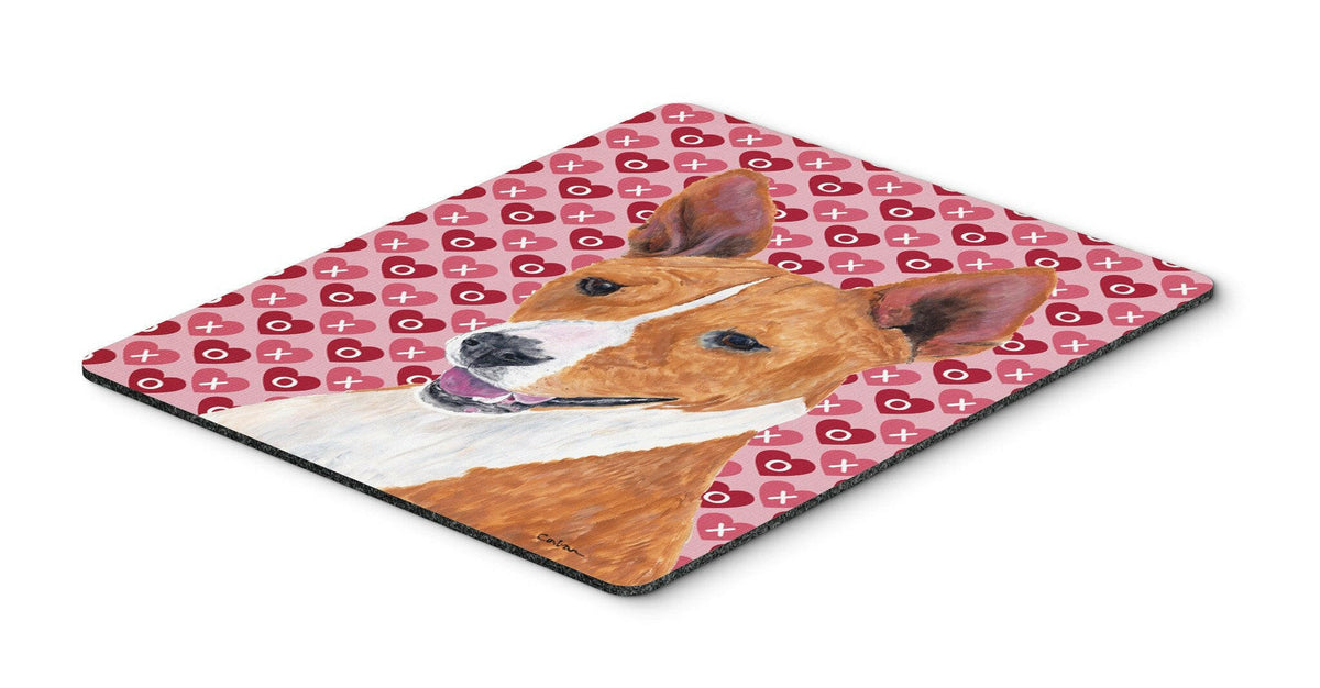 Basenji Hearts Love and Valentine&#39;s Day Portrait Mouse Pad, Hot Pad or Trivet by Caroline&#39;s Treasures