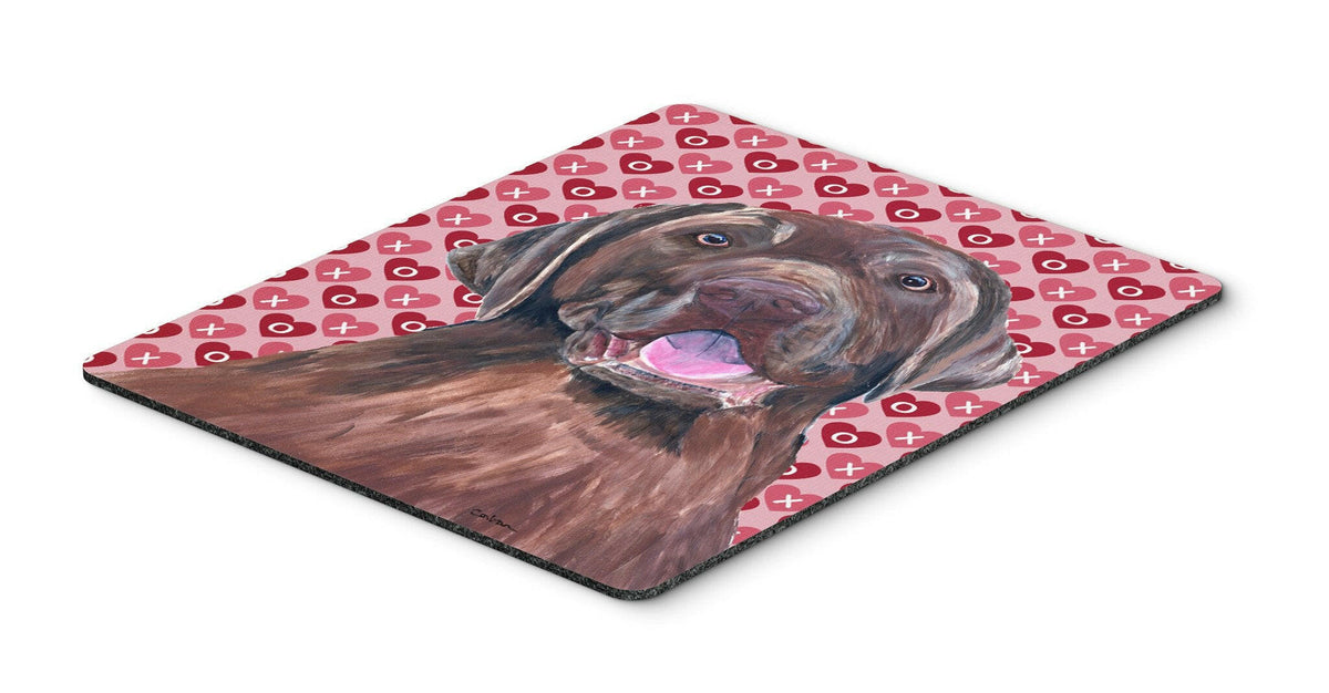 Labrador Chocolate Hearts Love and Valentine&#39;s Day Mouse Pad, Hot Pad or Trivet by Caroline&#39;s Treasures