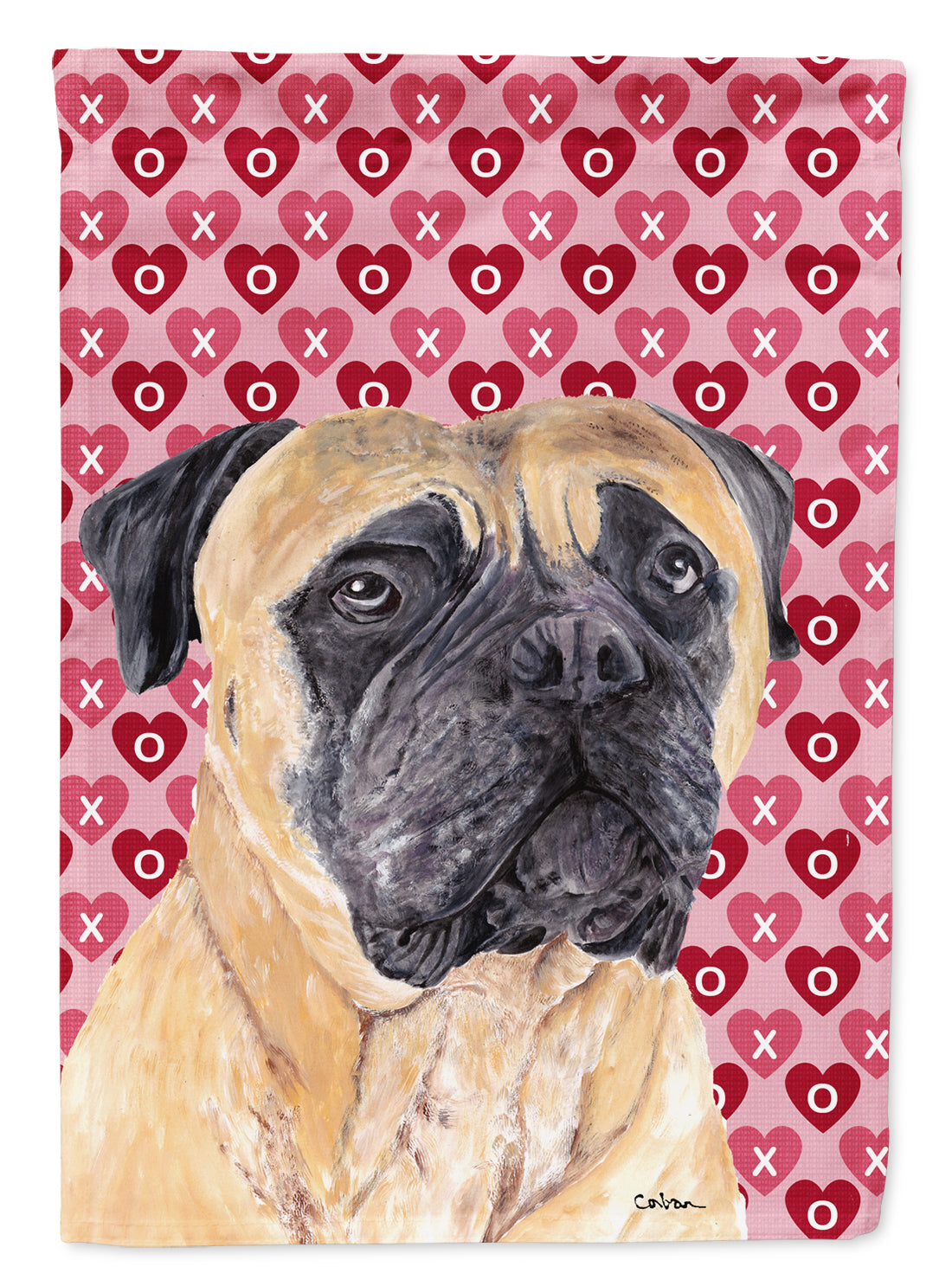 Mastiff Hearts Love and Valentine&#39;s Day Portrait Flag Canvas House Size