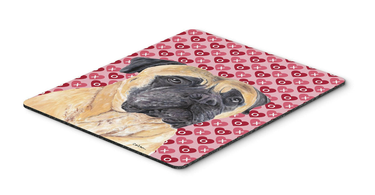Mastiff Hearts Love and Valentine&#39;s Day Portrait Mouse Pad, Hot Pad or Trivet by Caroline&#39;s Treasures
