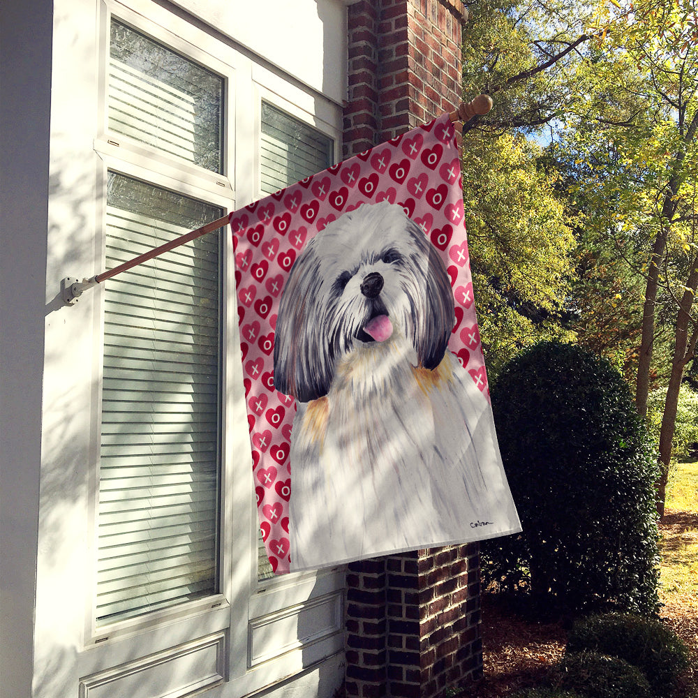 Shih Tzu Hearts Love and Valentine's Day Portrait Flag Canvas House Size