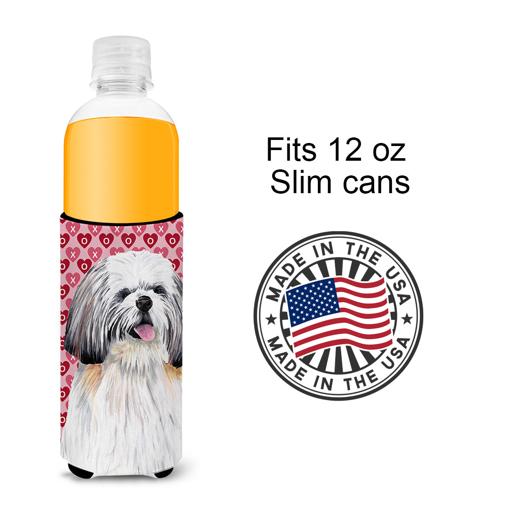 Shih Tzu Hearts Love and Valentine's Day Portrait Ultra Beverage Insulators for slim cans SC9256MUK.