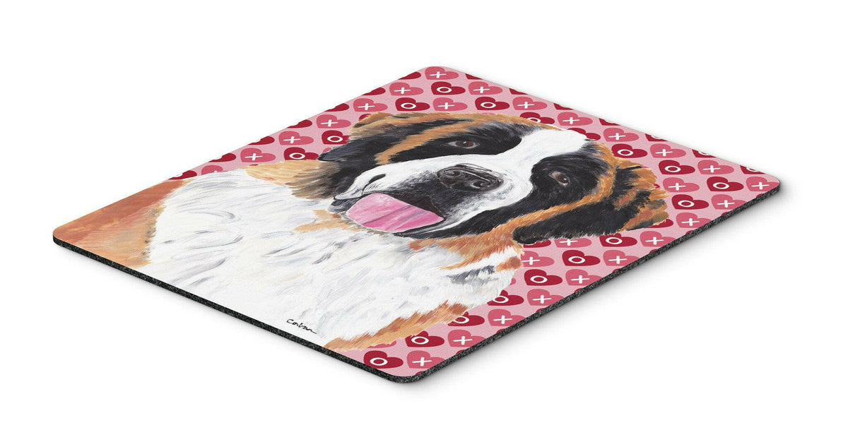 Saint Bernard Hearts Love and Valentine&#39;s Day Mouse Pad, Hot Pad or Trivet by Caroline&#39;s Treasures
