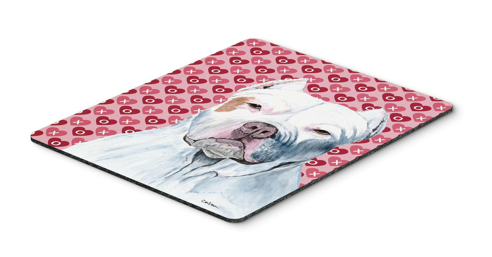 Pit Bull Hearts Love and Valentine's Day Portrait Mouse Pad, Hot Pad or Trivet by Caroline's Treasures