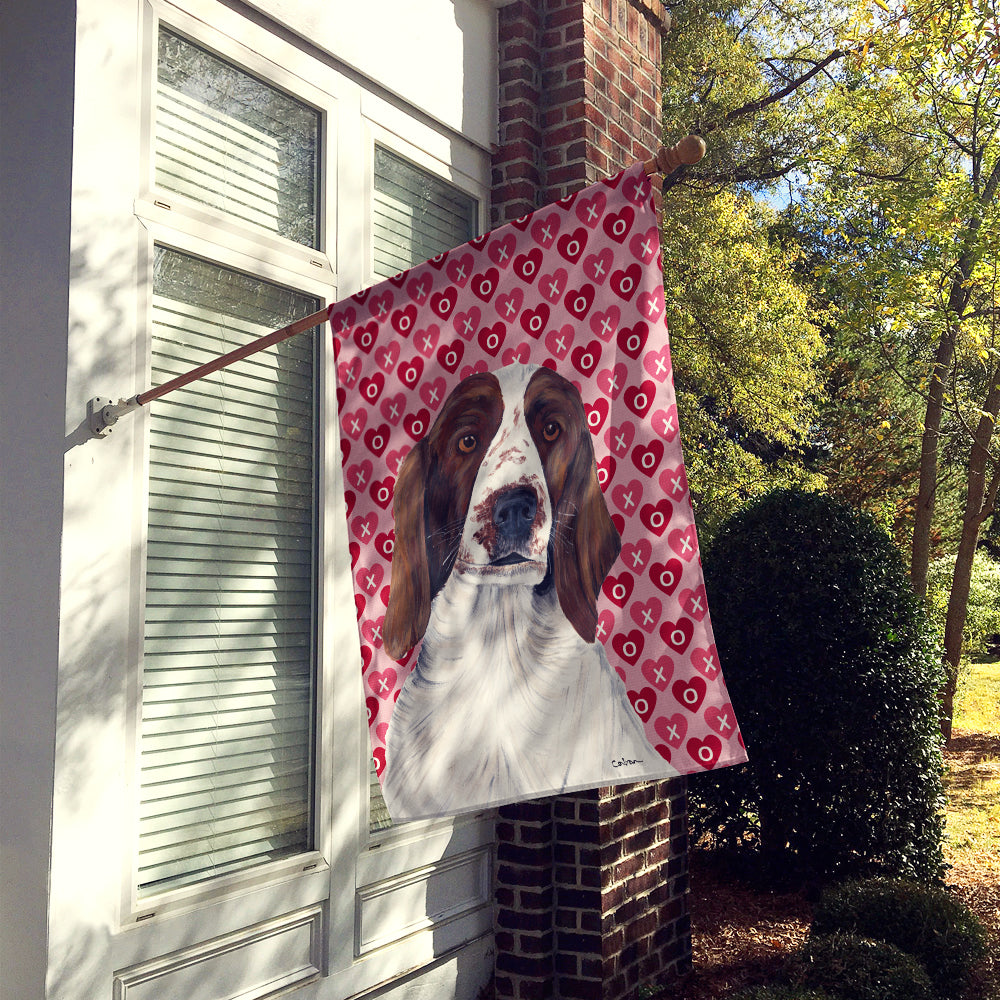 Welsh Springer Spaniel Hearts Love Valentine's Day Flag Canvas House Size  the-store.com.