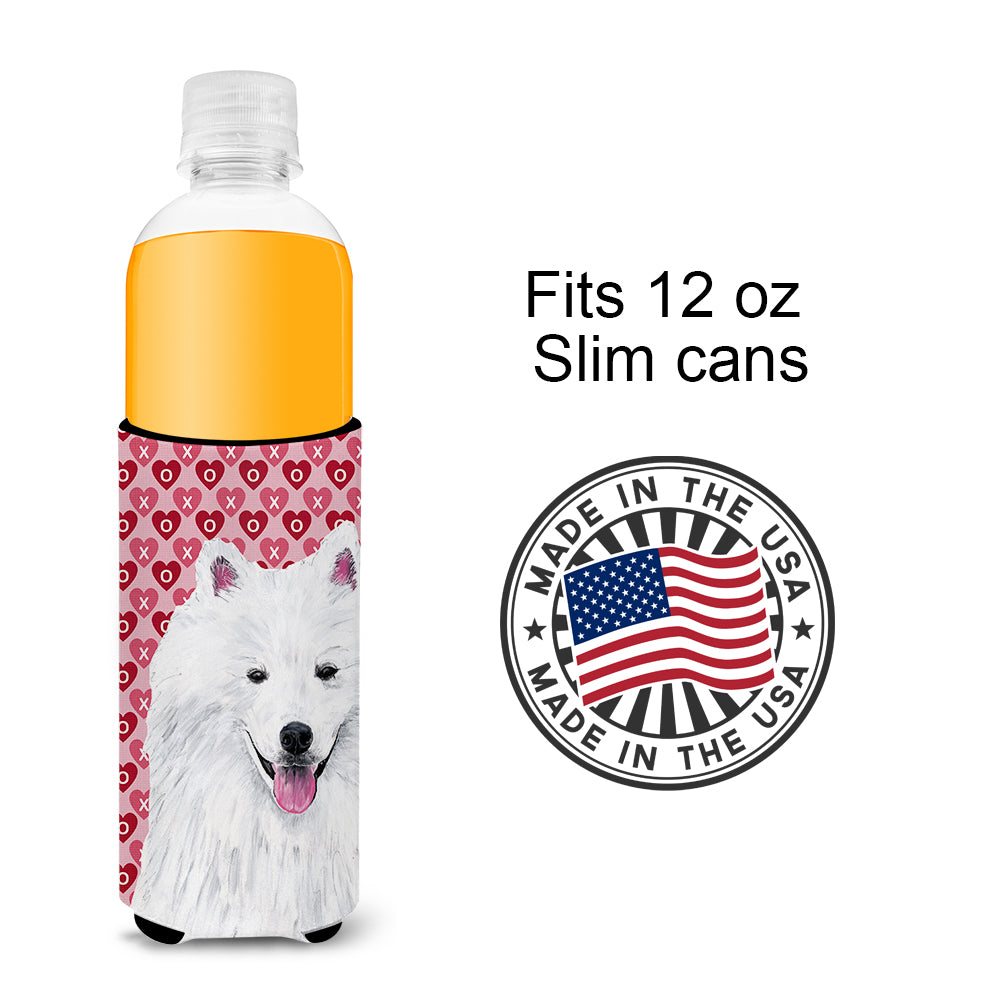 American Eskimo Hearts Love and Valentine's Day Portrait Ultra Beverage Insulators for slim cans SC9260MUK.