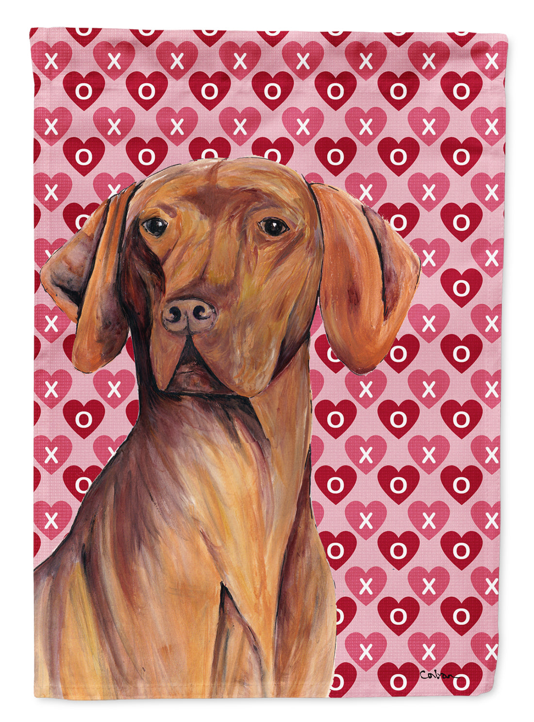 Vizsla Hearts Love and Valentine&#39;s Day Portrait Flag Canvas House Size