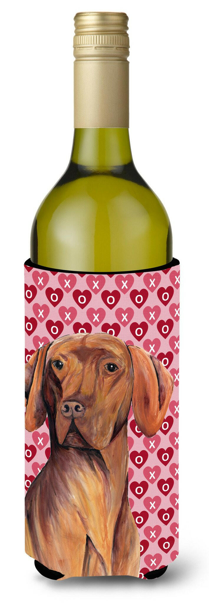 Vizsla Hearts   Valentine's Day Portrait Wine Bottle Beverage Insulator Beverage Insulator Hugger by Caroline's Treasures