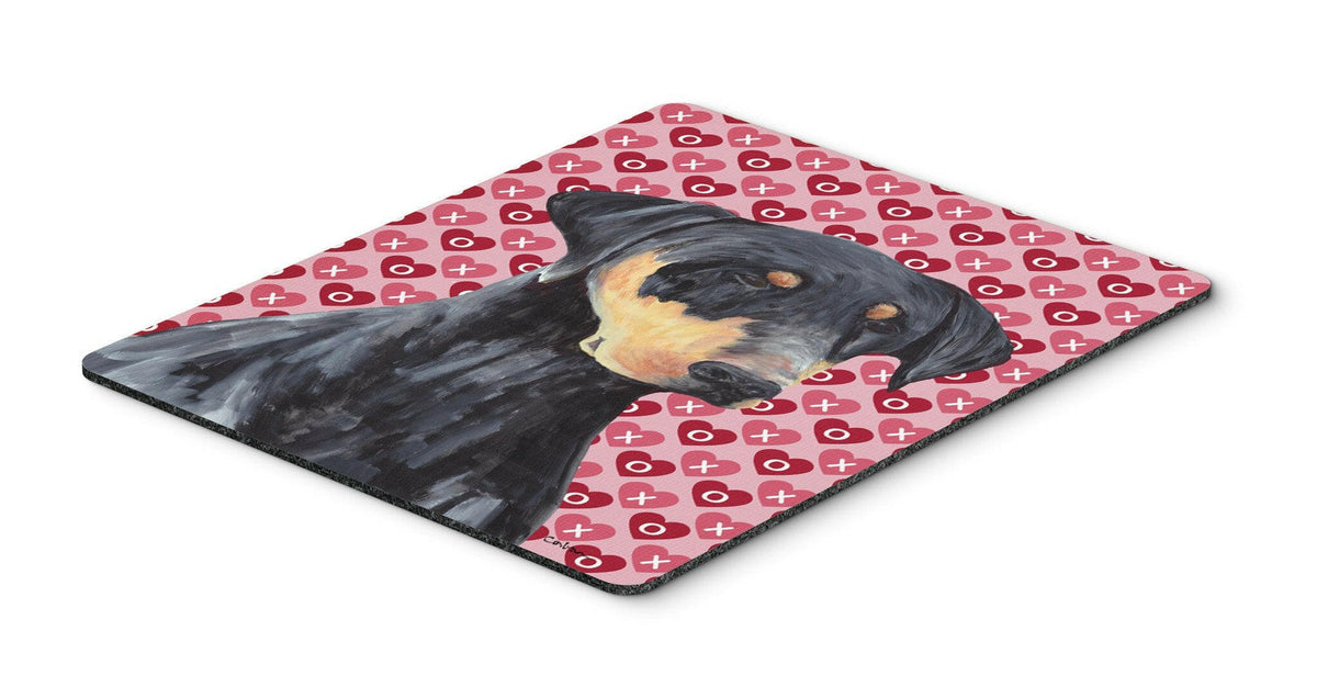 Doberman Hearts Love and Valentine&#39;s Day Portrait Mouse Pad, Hot Pad or Trivet by Caroline&#39;s Treasures