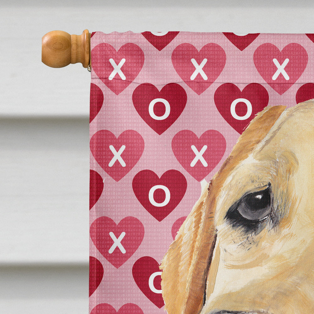 Labrador Yellow Hearts Love Valentine's Day Flag Canvas House Size  the-store.com.