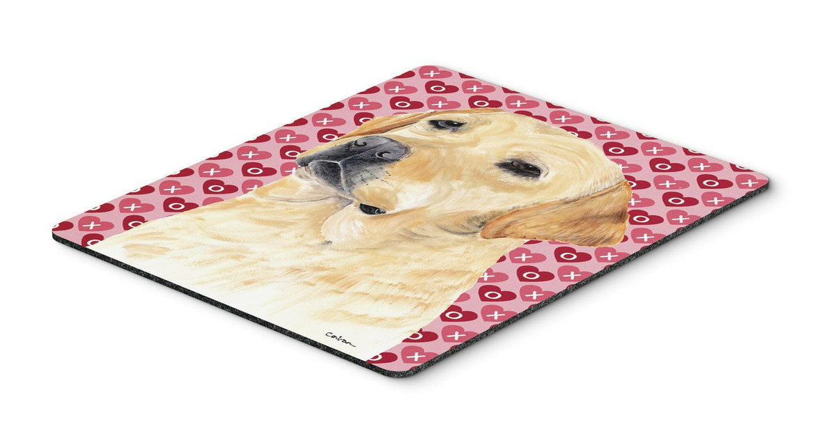 Labrador Yellow Hearts Love and Valentine&#39;s Day Mouse Pad, Hot Pad or Trivet by Caroline&#39;s Treasures