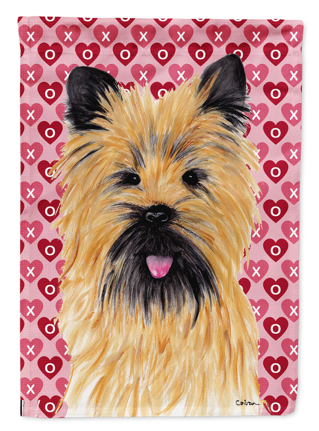 Cairn Terrier Hearts Love and Valentine&#39;s Day Portrait Flag Garden Size.