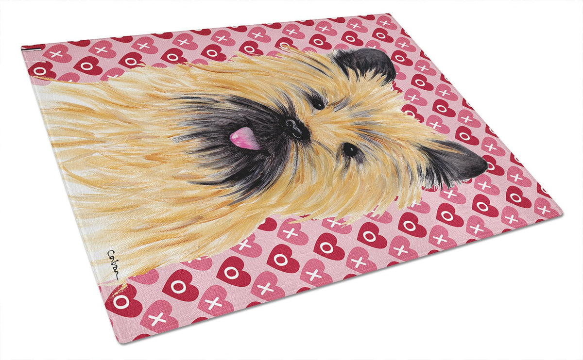 Cairn Terrier Hearts Love and Valentine&#39;s Day Glass Cutting Board Large by Caroline&#39;s Treasures