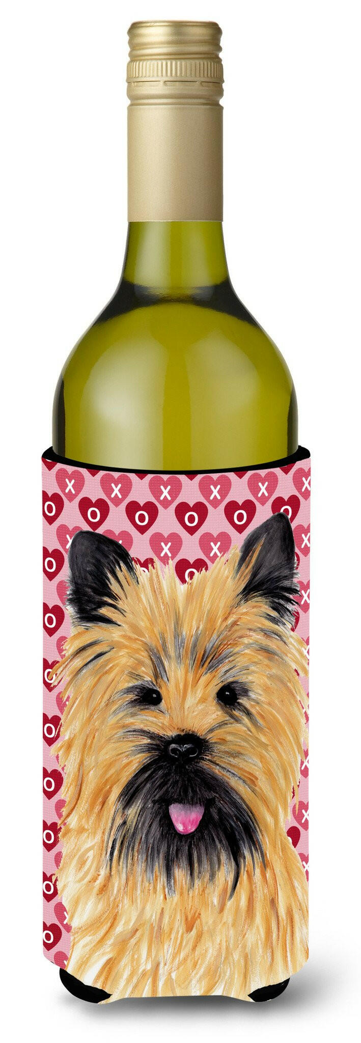Cairn Terrier Hearts  Valentine&#39;s Day Portrait Wine Bottle Beverage Insulator Beverage Insulator Hugger by Caroline&#39;s Treasures